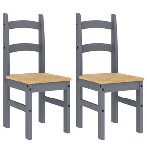vidaXL Chaises &agrave; manger lot de 2 gris 40x46x99 cm bois massif de pin