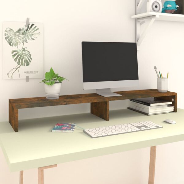 vidaXL Support de moniteur Ch&ecirc;ne fum&eacute; 110x23,5x9 cm Bois d'ing&eacute;nierie