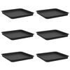 vidaXL Plateau carr&eacute; &agrave; fleurs 6 pc Noir 36 x 36 x 3 cm Plastique