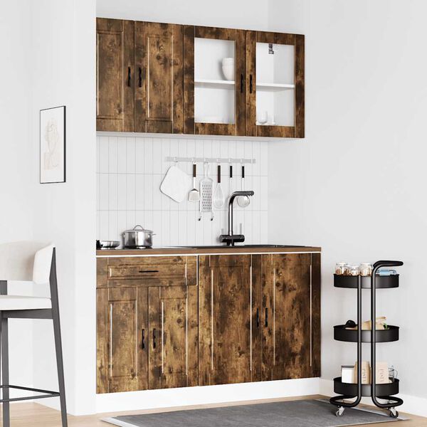 Armoire De Cuisine Basse Porto Chêne VidaXL - Meuble évier Avec Tiroir, Bois D'ingénierie, Pieds Réglables