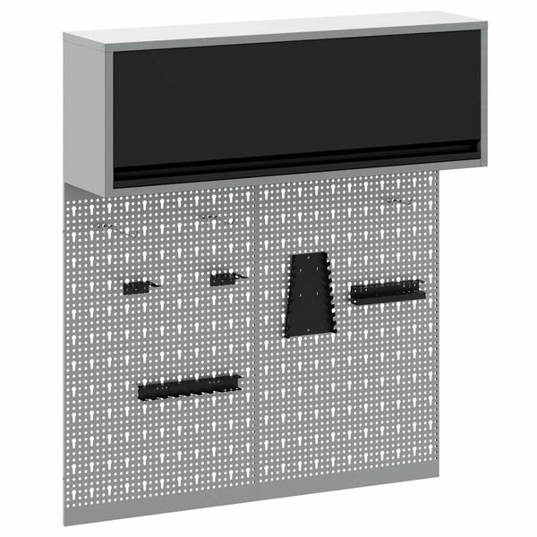 vidaXL Set de Cabinet d'Outils et Pegboard avec &eacute;tag&egrave;re 3 pcs Noir