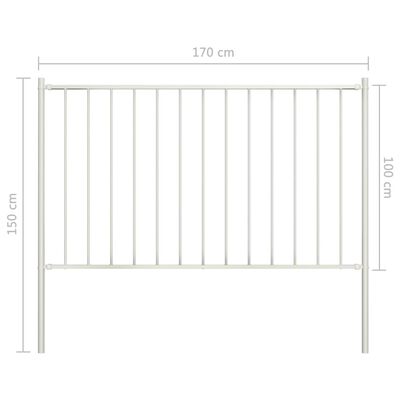 vidaXL Panneau clôture et poteaux acier enduit de poudre 1,7x1 m blanc