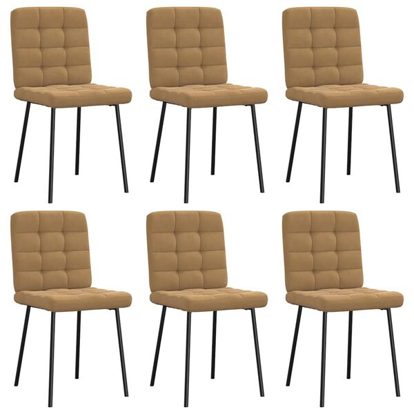 vidaXL Chaises &agrave; manger lot de 6 marron velours
