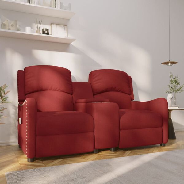 vidaXL Fauteuil de massage inclinable 2 places porte-gobelets bordeaux