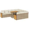 vidaXL Salon de jardin 11pcs avec coussins beige r&eacute;sine tress&eacute;e acacia