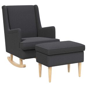 vidaXL Fauteuil avec pouf 2 pc Gris fonc&eacute; Boucl&eacute;