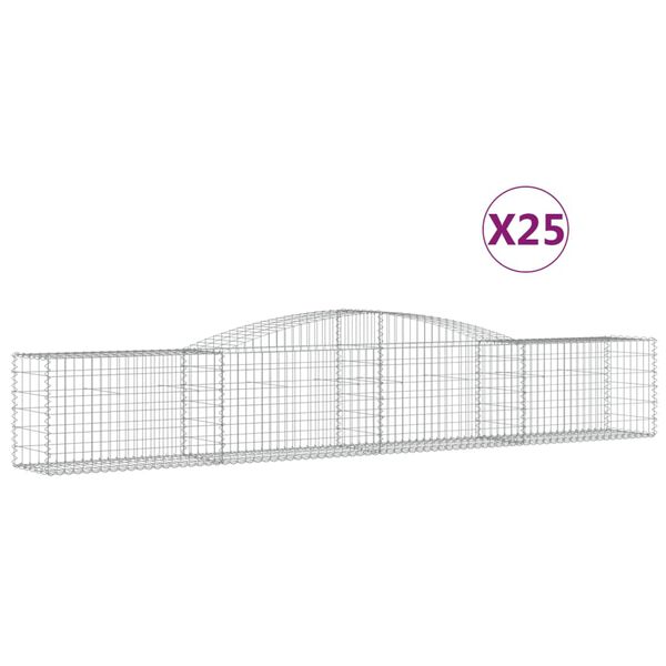 vidaXL Paniers &agrave; gabions arqu&eacute;s 25 pcs 400x50x60/80 cm Fer galvanis&eacute;
