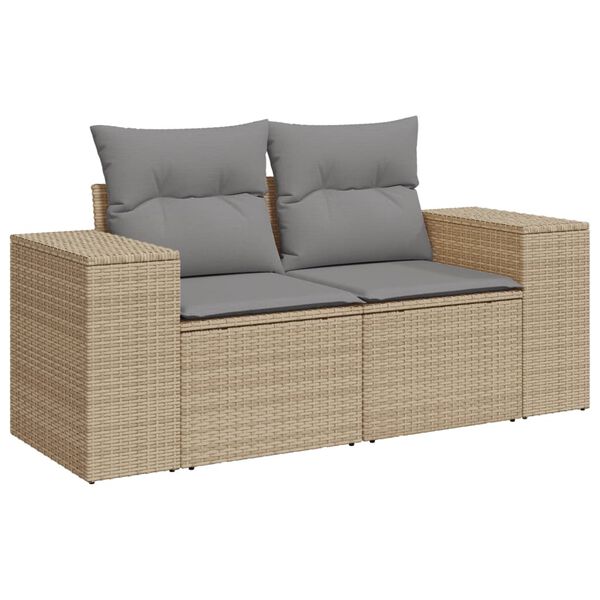 vidaXL Salon de jardin avec coussins 10 pcs beige r&eacute;sine tress&eacute;e
