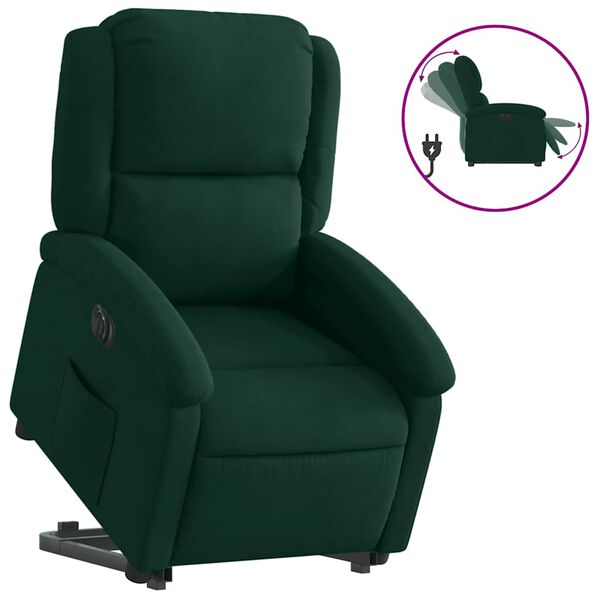 vidaXL Fauteuil inclinable &eacute;lectrique vert fonc&eacute; velours