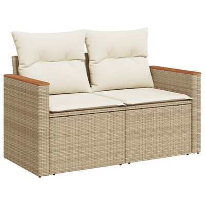 vidaXL Salon de jardin avec coussins 4 pcs beige résine tressée