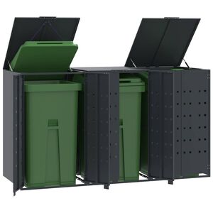 vidaXL Rangement &agrave; roulettes pour poubelles pour 3 bacs anthracite