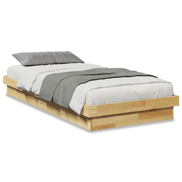 vidaXL Cadre de lit sans matelas 90x200 cm bois massif de ch&ecirc;ne