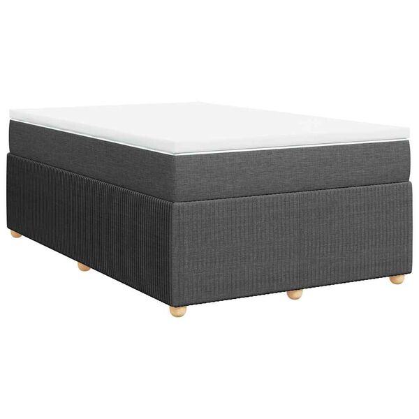 vidaXL Sommier &agrave; lattes de lit avec matelas gris fonc&eacute; 120x190cm tissu