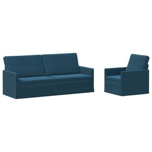 vidaXL Ensemble de Canap&eacute;s 2 pcs Bleu Velours (V)