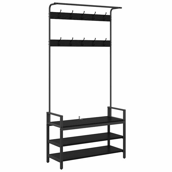 vidaXL Porte-manteau Ch&ecirc;ne noir 95 x 34 x 184 cm Bois d'ing&eacute;nierie
