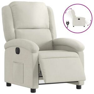 vidaXL Fauteuil inclinable &eacute;lectrique Cr&egrave;me Velours