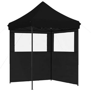 vidaXL Tente de r&eacute;ception pliable escamotable 2 parois lat&eacute;rales noir
