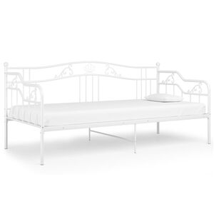 vidaXL Cadre de canap&eacute;-lit sans matelas blanc m&eacute;tal 90x200 cm