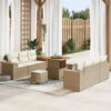 vidaXL Ensemble de canap&eacute; de jardin 9 pcs Beige Poly rotin
