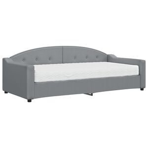vidaXL Lit de jour avec matelas gris clair 90x200 cm tissu
