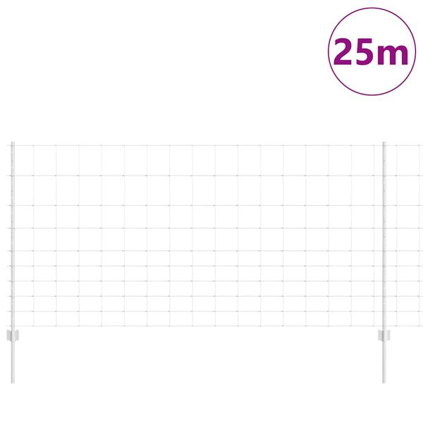 vidaXL Cl&ocirc;ture avec poteau Argent&eacute; 1,2 x 25 m Acier