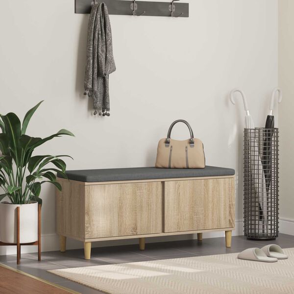 vidaXL Banc d'entr&eacute;e avec coussin Ch&ecirc;ne Sonoma 60 x 38 x 46 cm