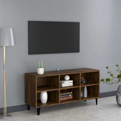 vidaXL Meuble TV avec pieds en métal Chêne marron 103,5x30x50 cm