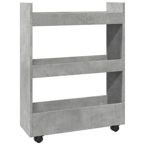 vidaXL Chariot de rangement &eacute;troit 3 niveaux gris b&eacute;ton