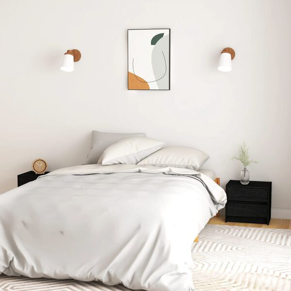 vidaXL Tables de chevet 2 pcs Noir 40x30,5x35,5 cm Bois de pin solide