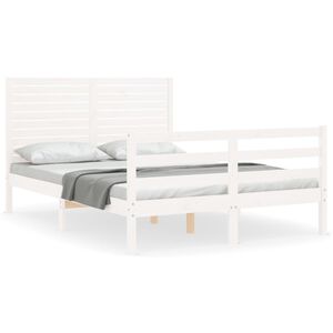 vidaXL Cadre de lit sans matelas blanc bois massif