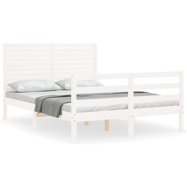 vidaXL Cadre de lit sans matelas blanc bois massif