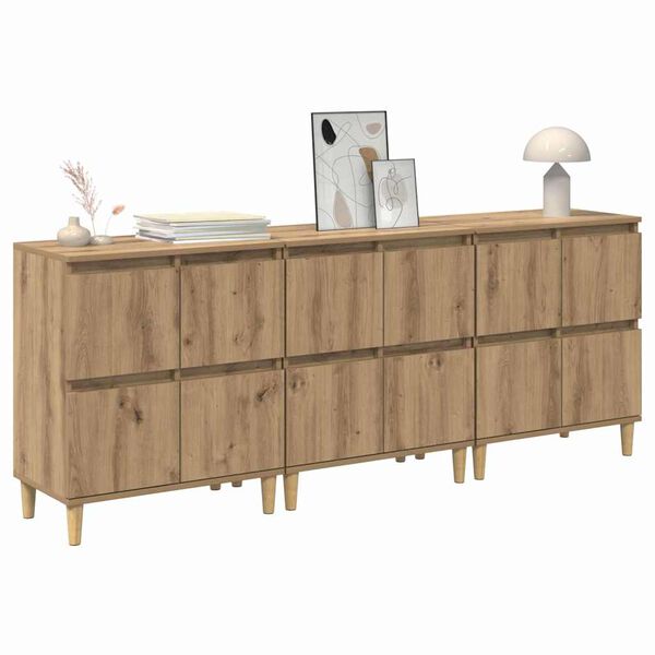 vidaXL Buffets 3 pcs Ch&ecirc;ne artisanal 60 x 35 x 70 cm Bois d'ing&eacute;nierie