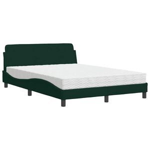 vidaXL Lit avec matelas Dover vert fonc&eacute; 140x200 cm velours