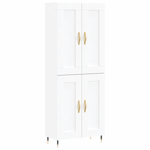 vidaXL Buffet haut Blanc 69,5x34x180 cm Bois d'ing&eacute;nierie