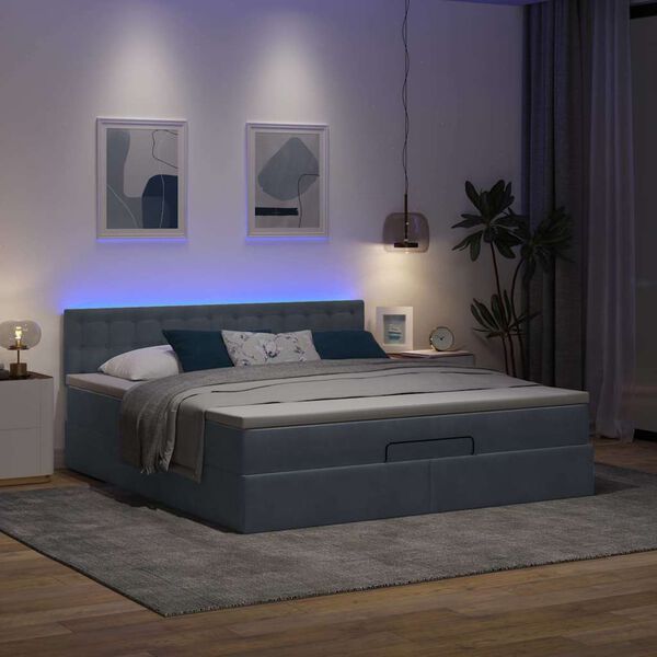 VidaXL Cadre de lit ottoman avec matelas gris fonc&eacute; 160x200 cm velours