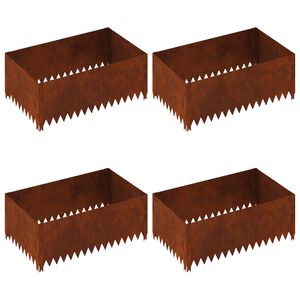 vidaXL Bordure de Pelouse 4 pc 100 x 60 x 35 cm Acier Rouill&eacute;