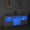 vidaXL Buffet avec lumi&egrave;res LED blanc 181,5x37x67 cm