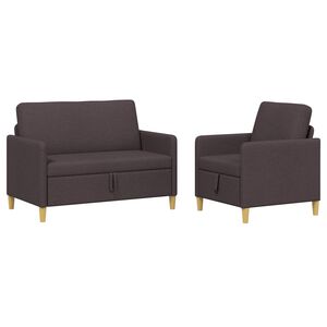 vidaXL Canap&eacute; avec rangement 2 pc Marron fonc&eacute; Polyester