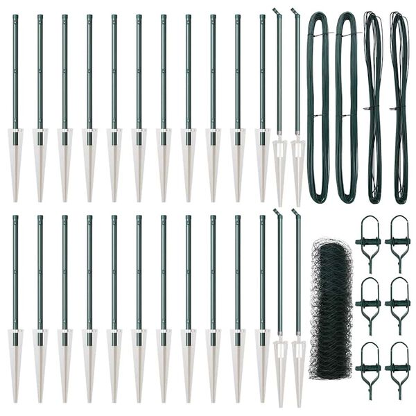 vidaXL Poteau de cl&ocirc;ture. Vert 50 x 0,8 m (maille de 50 mm)