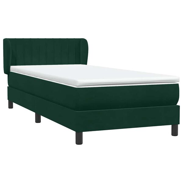 vidaXL Sommier &agrave; lattes de lit et matelas vert fonc&eacute; 80x220 cm velours