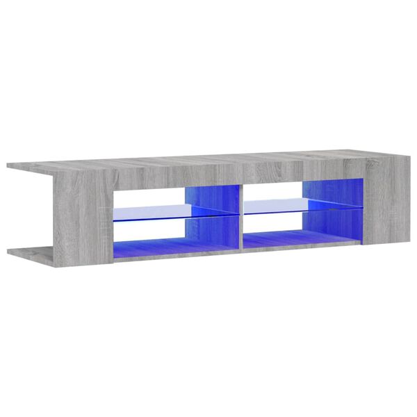 vidaXL Meuble TV avec lumi&egrave;res LED sonoma gris 135x39x30 cm