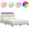 vidaXL Cadre de lit avec LED sans matelas cr&egrave;me 140x190 cm tissu