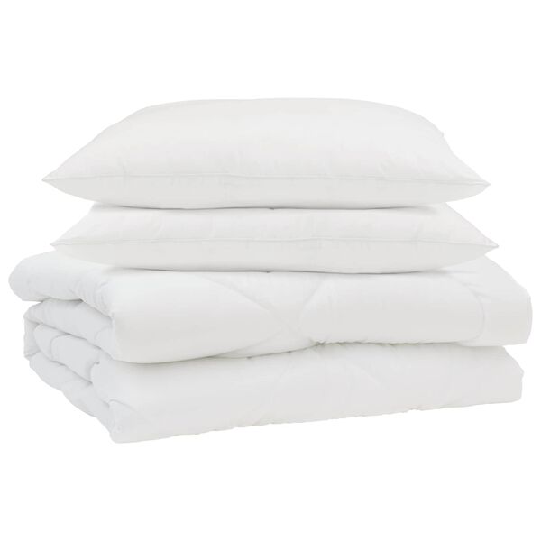 vidaXL Duvet d'&eacute;t&eacute; simple avec oreiller 3 pcs Blanc Microfibre