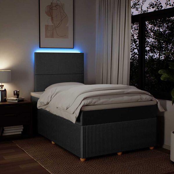 vidaXL Sommier &agrave; lattes de lit avec matelas gris fonc&eacute; 120x190cm tissu