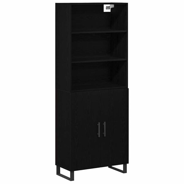 vidaXL Haut Armoire Ch&ecirc;ne noir 69,5 x 34 x 180 cm Bois d'ing&eacute;nierie