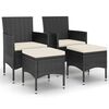 vidaXL Jeu de chaise et tabouret de jardin 4 pcs R&eacute;sine tress&eacute;e Noir