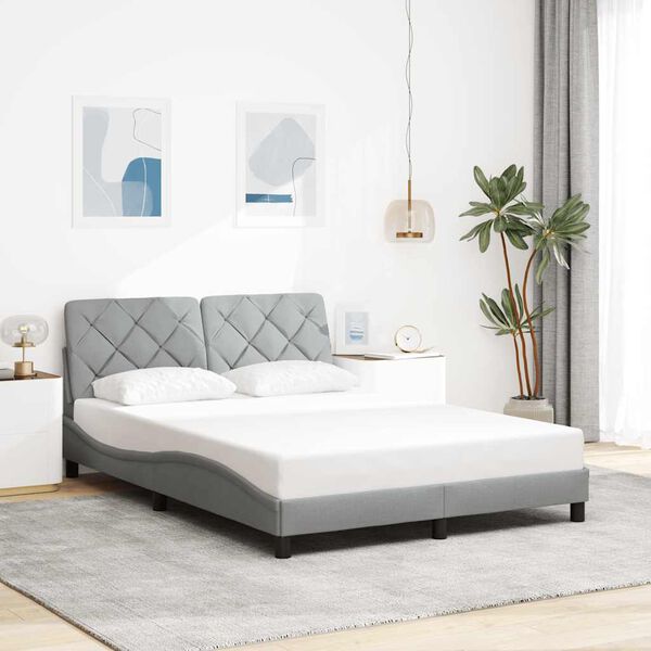 vidaXL Cadre de lit avec LED sans matelas gris clair 140x190 cm tissu
