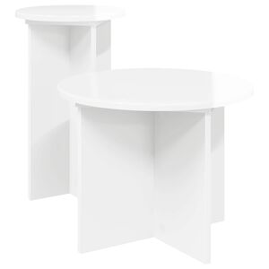 vidaXL Ensemble de tables d'appoint 2 pi&egrave;ces Blanc brillant