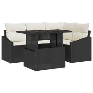 vidaXL Ensemble de canap&eacute; de jardin 5 pc Noir et Cr&egrave;me