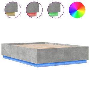 vidaXL Cadre de lit avec LED sans matelas gris b&eacute;ton 150x200 cm
